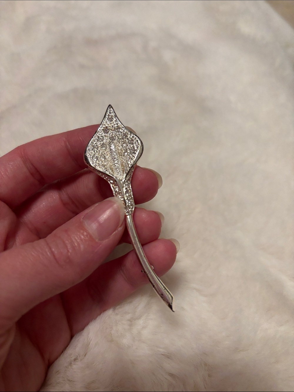 Napier Silver-Tone Crystal Calla Lily Brooch